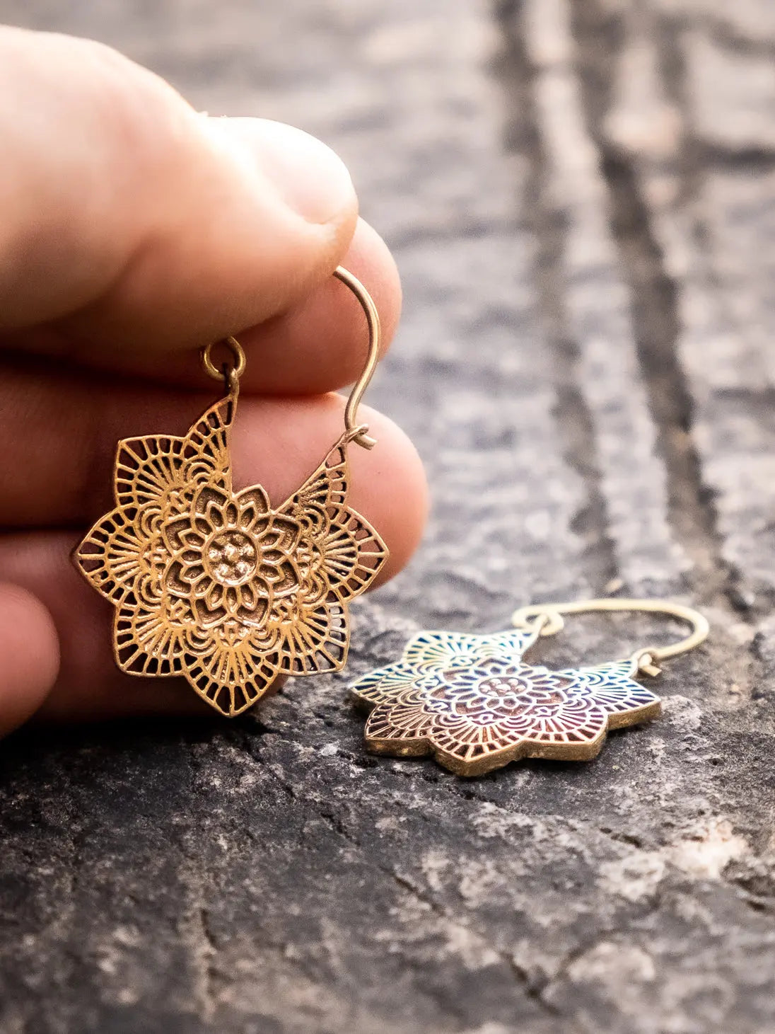 Gold deals mandala earrings